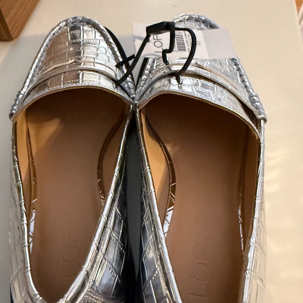 LOFT silver loafers, Size 10 NWT
